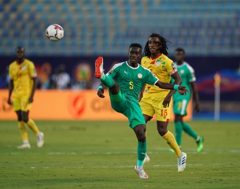 Des joueurs bÃ©ninois et sÃ©nÃ©galais lors du quart de finale de la CAN 2019