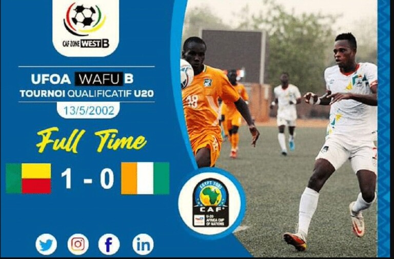 Le BÃ©nin U20 bat la CÃ´te d'Ivoire U20 en troisiÃ¨me journÃ©e de phase de groupe du tournoi UFOA B